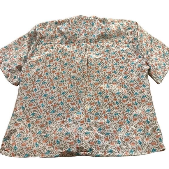 Vintage Worthington Blouse Womens Satin White Colorful Floral Button Up Shirt 16 - Picture 2 of 10